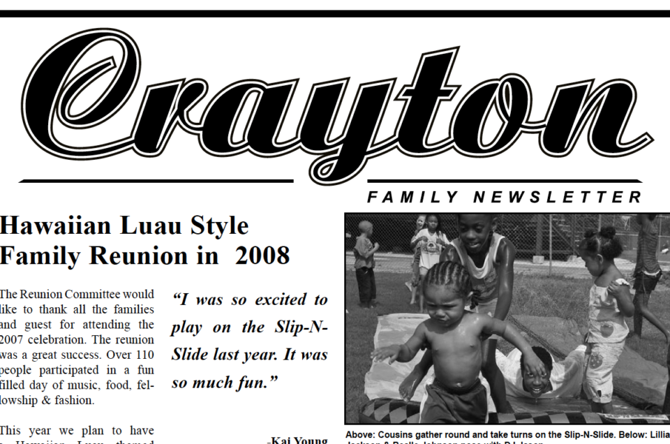 Crayton Family Newsletter 2008