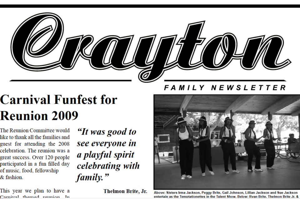 Crayton Family Newsletter 2009