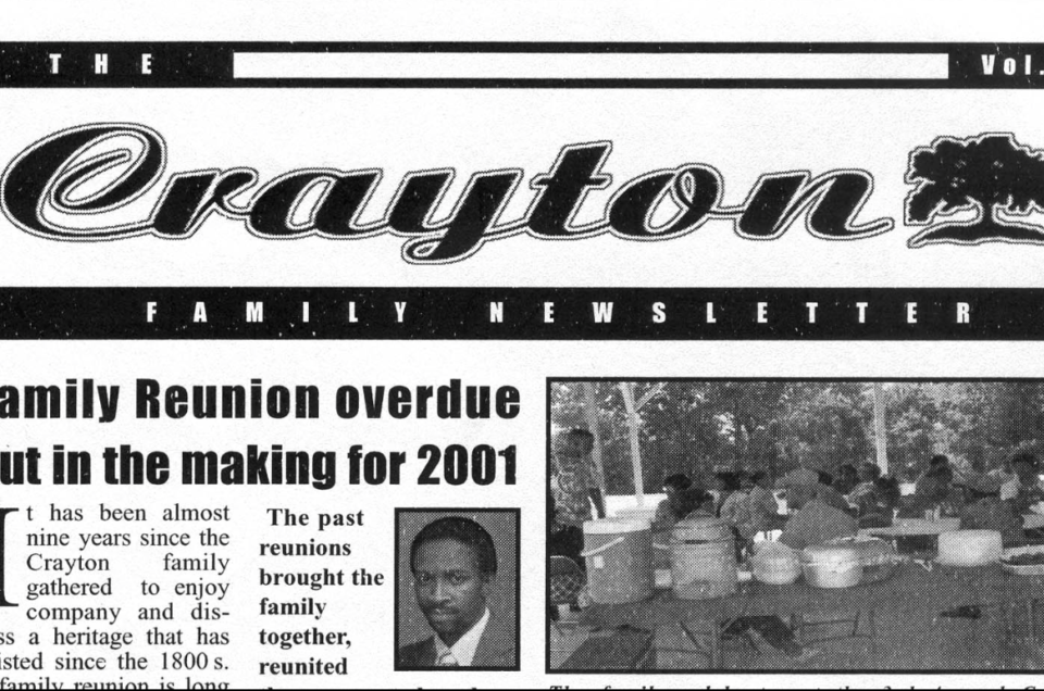 Crayton Family Newsletter 2001