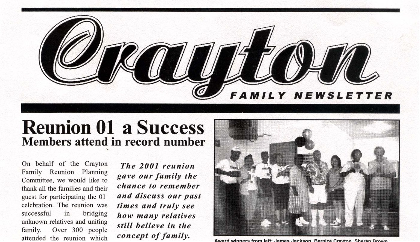 Crayton Family Newsletter 2002