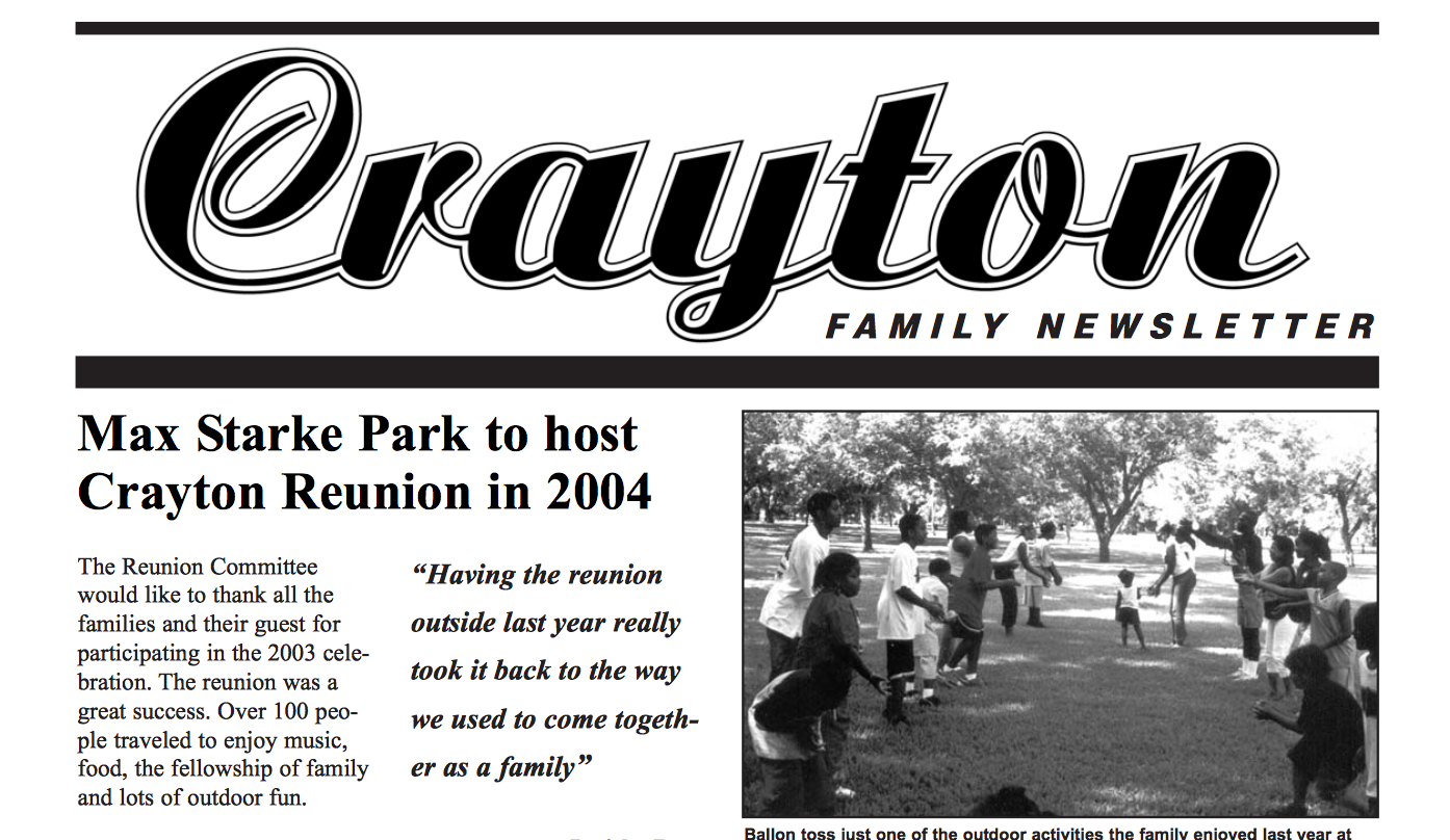 Crayton Family Newsletter 2004