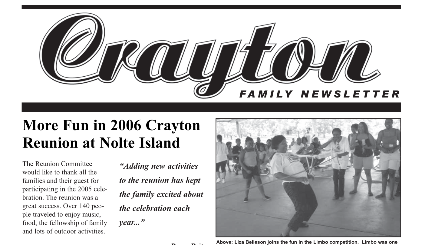 Crayton Family Newsletter 2006