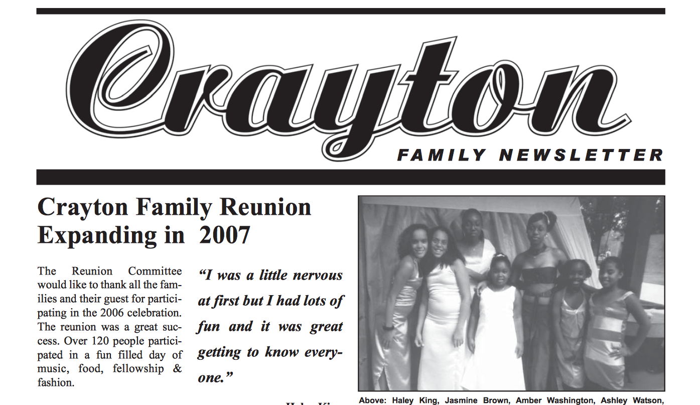 Crayton Family Newsletter 2007