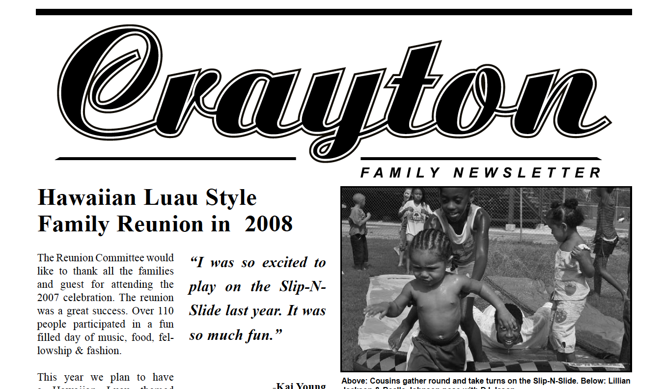 Crayton Family Newsletter 2008